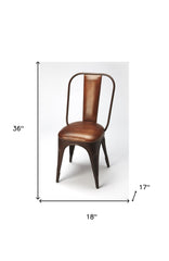 18" Brown Faux Leather Side Chair - Homeroots