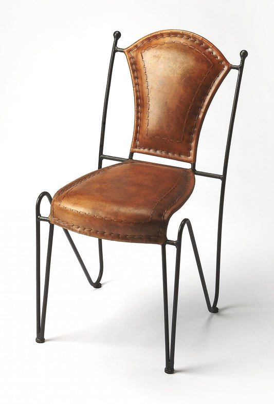 18" Brown Faux Leather Side Chair - Homeroots