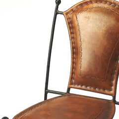 18" Brown Faux Leather Side Chair - Homeroots