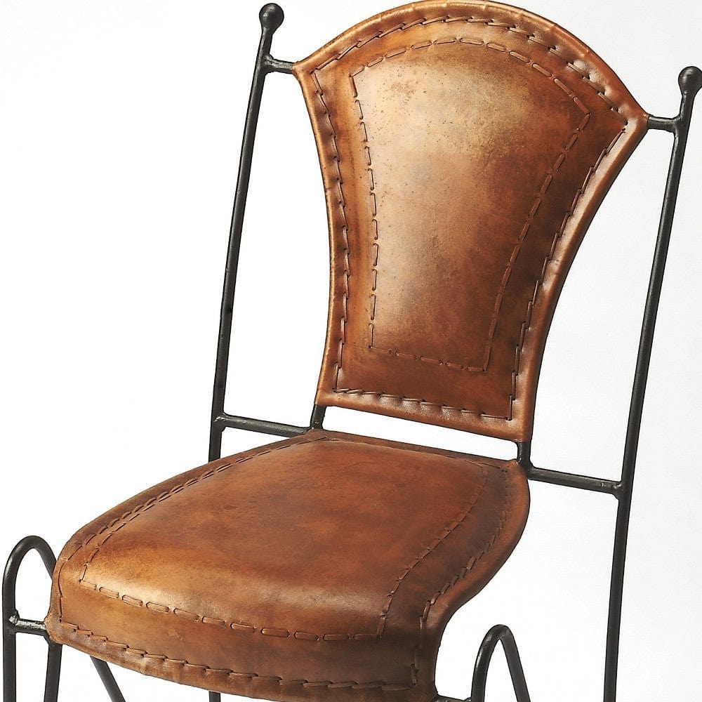 18" Brown Faux Leather Side Chair - Homeroots