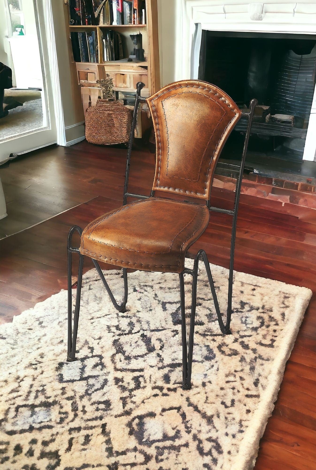 18" Brown Faux Leather Side Chair - Homeroots