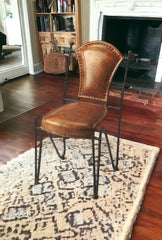 18" Brown Faux Leather Side Chair - Homeroots