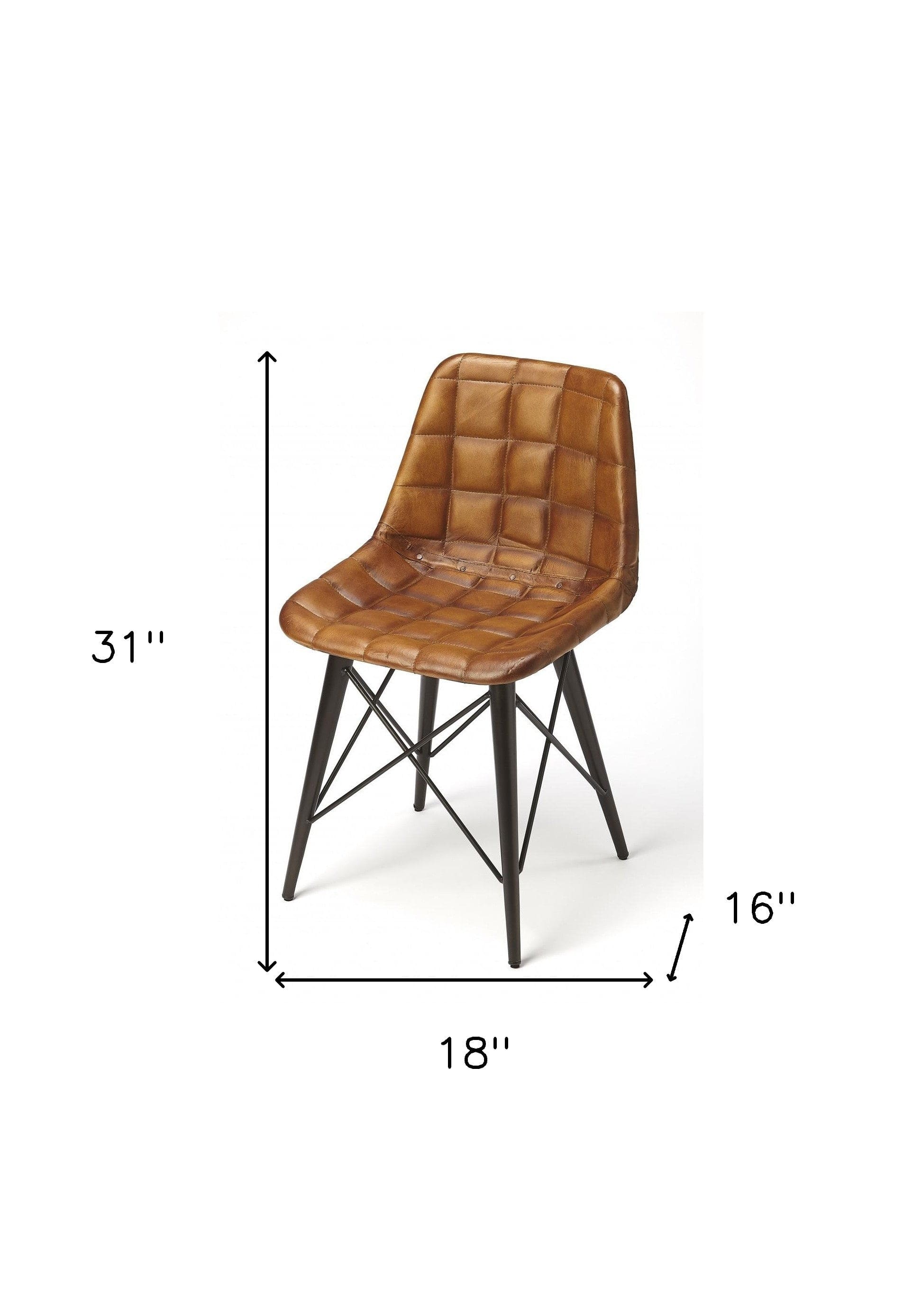 18" Brown Faux Leather Tufted Side Chair - Homeroots