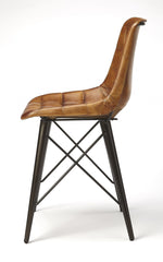 18" Brown Faux Leather Tufted Side Chair - Homeroots