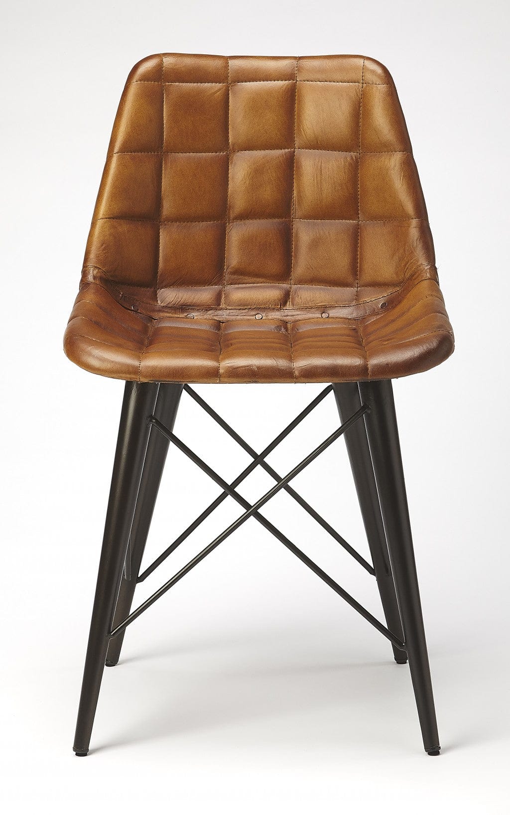 18" Brown Faux Leather Tufted Side Chair - Homeroots