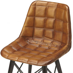 18" Brown Faux Leather Tufted Side Chair - Homeroots