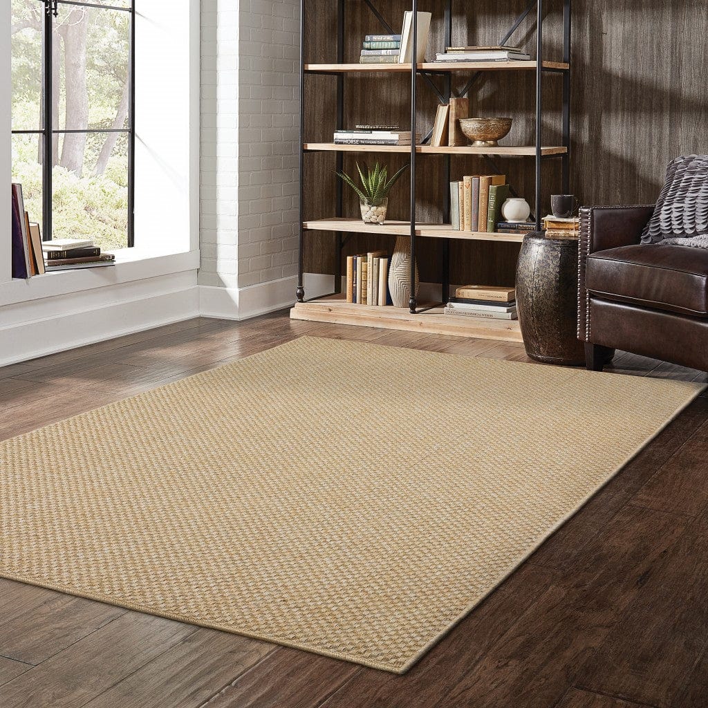 2' X 4' Tan Faux Seagrass Indoor Outdoor Area Rug