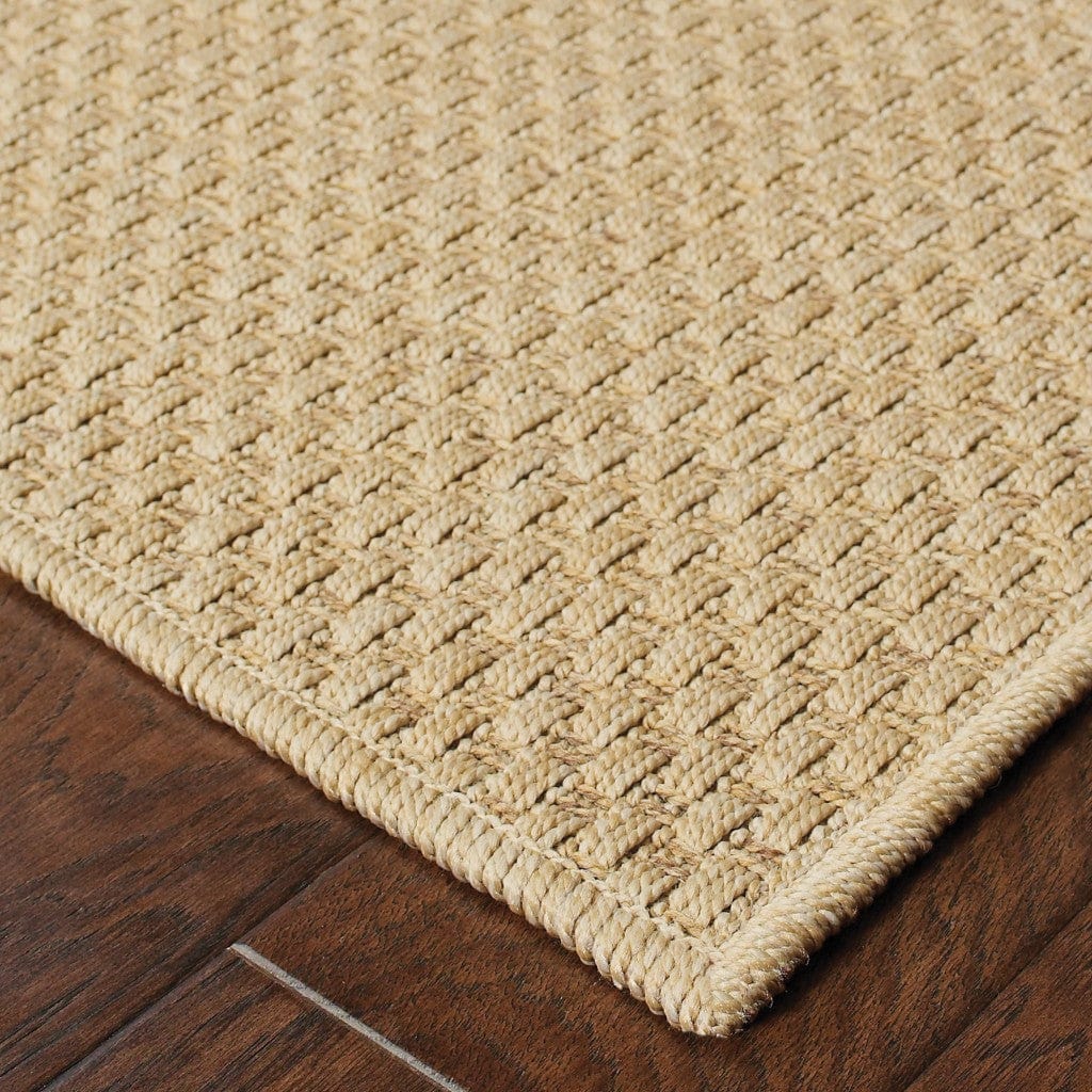 2' X 4' Tan Faux Seagrass Indoor Outdoor Area Rug