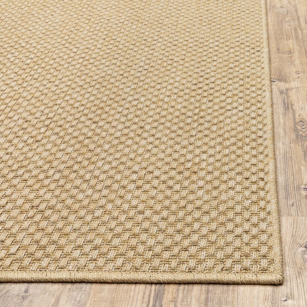 2' X 4' Tan Faux Seagrass Indoor Outdoor Area Rug