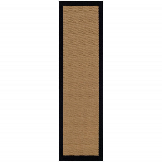 2' X 3' Beige and Black Stain Resistant Indoor Outdoor Area Rug