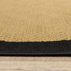 2' X 3' Beige and Black Stain Resistant Indoor Outdoor Area Rug