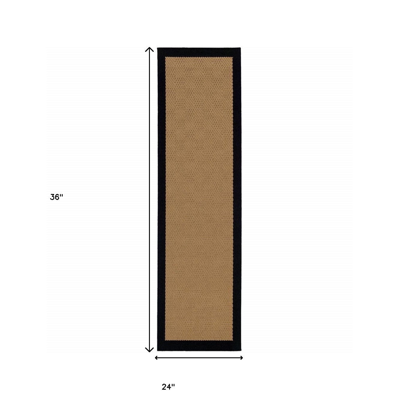 2' X 3' Beige and Black Stain Resistant Indoor Outdoor Area Rug