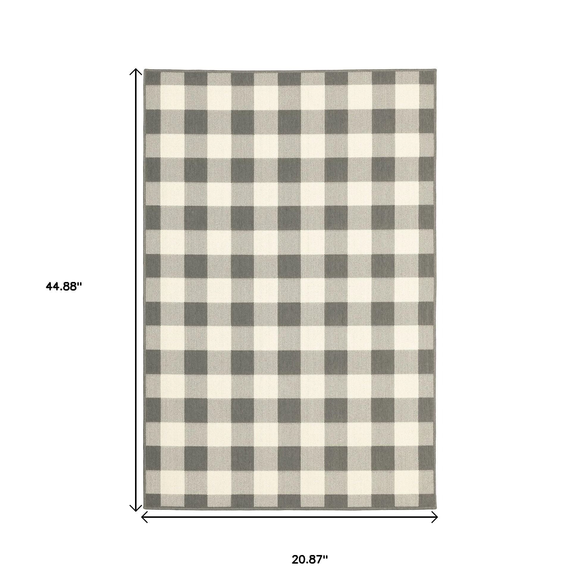 2' X 4' Gray and Ivory Indoor Outdoor Area Rug