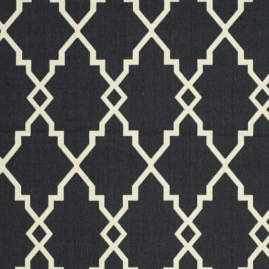 2' X 4' Black and Ivory Indoor Outdoor Area Rug