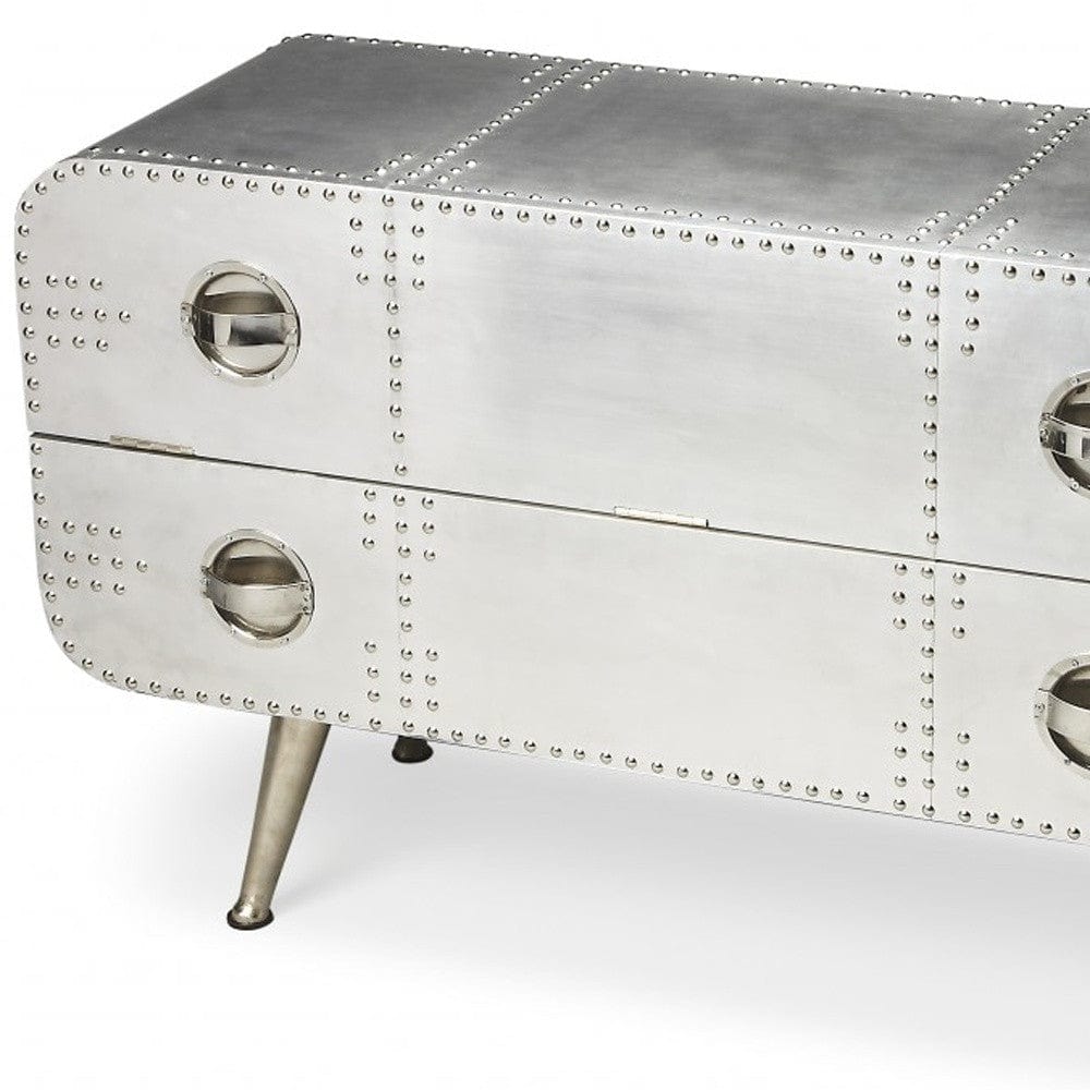 43" Silver Metal Two Drawer Chest