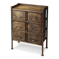 23" Bronze Metal Six Drawer Chest