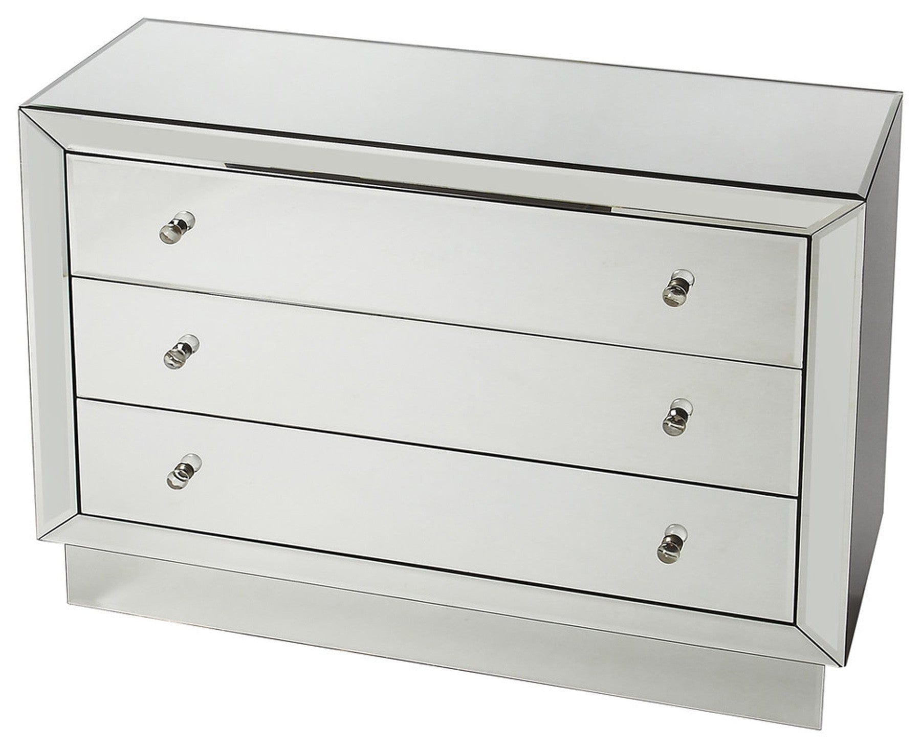 42" Clear Glass Three Drawer Dresser - Homeroots