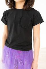 Black Ruffle Pocket Tee - Mila & Rose ®