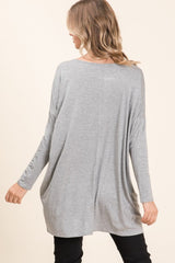 BOMBOM Round Neck Long Sleeve Oversized Top - Trendsi