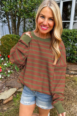 Striped Round Neck Long Sleeve Sweater