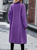 Full Size Contrast Trim Long Sleeve Coat with Pockets