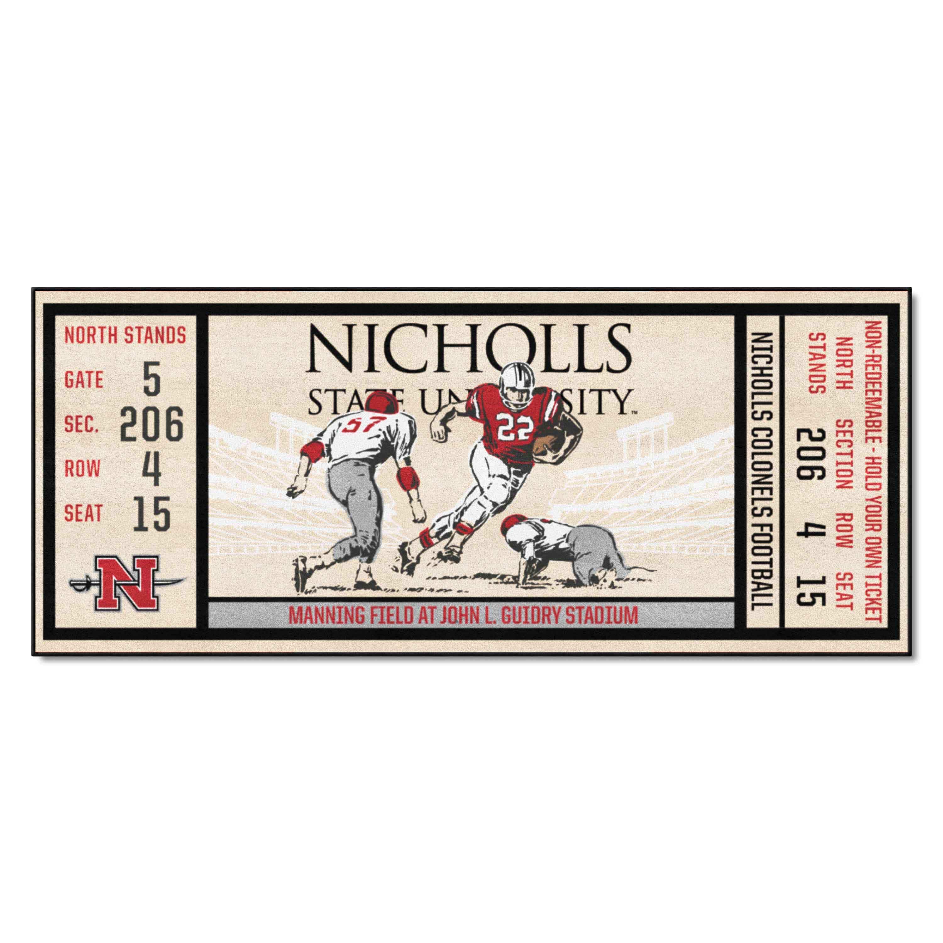 Nicholls State Colonels Ticket Runner Rug - 30in. x 72in. - Nicholls State