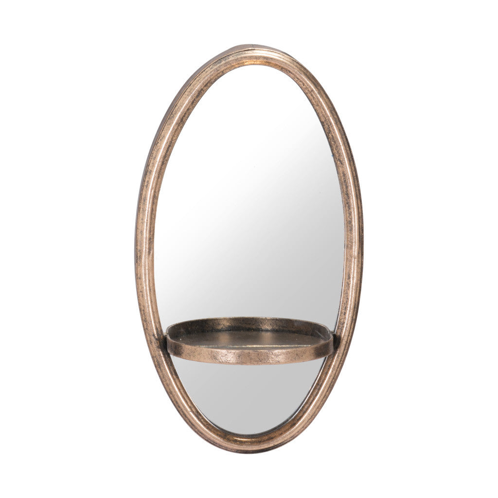 13" Gold Oval Accent Framed Mirror