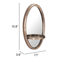 13" Gold Oval Accent Framed Mirror