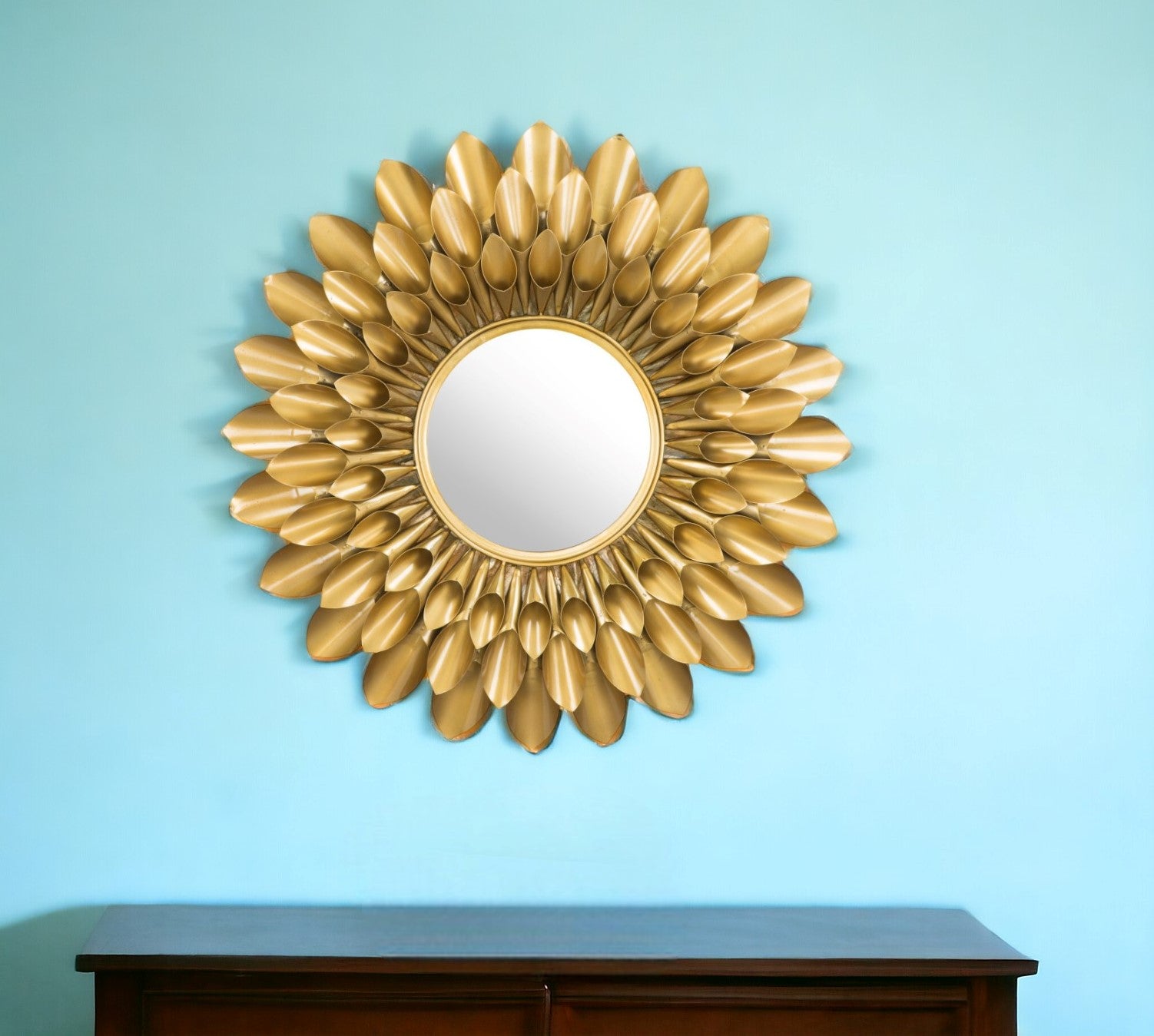 32" Gold Sunflower Sunburst Metal Accent Mirror