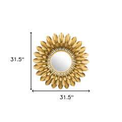 32" Gold Sunflower Sunburst Metal Accent Mirror