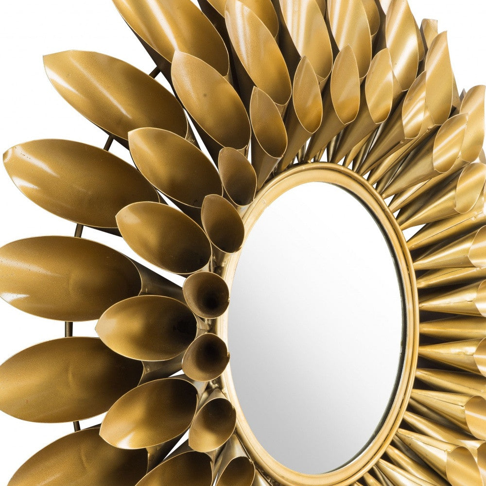 32" Gold Sunflower Sunburst Metal Accent Mirror