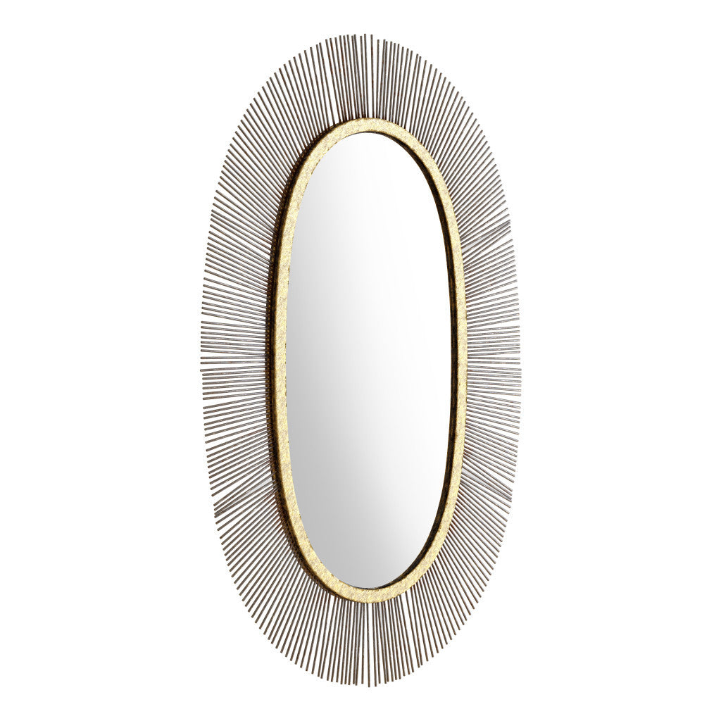 38" Black and Gold Oval Framed Accent Mirror