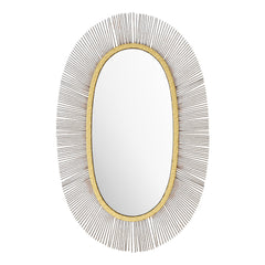 38" Black and Gold Oval Framed Accent Mirror