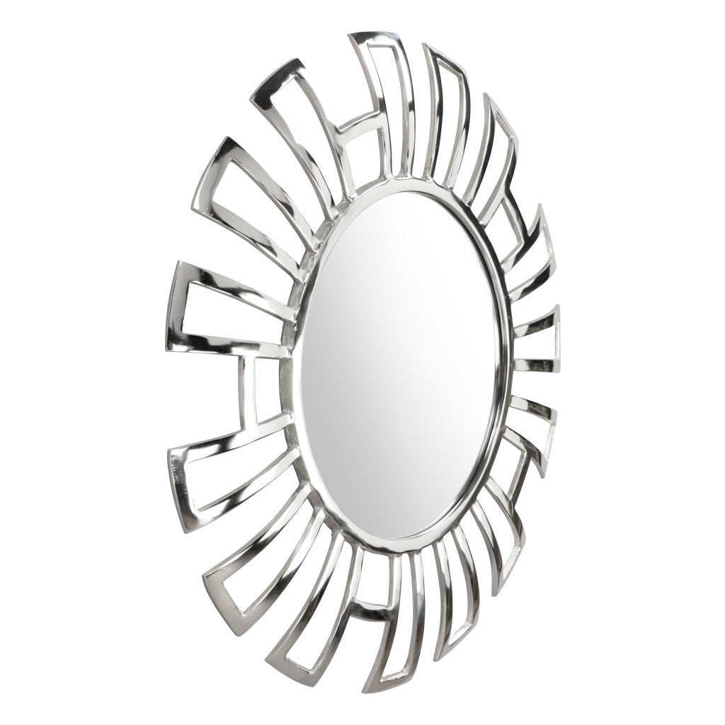 30" Silver Abstract Metal Framed Accent Mirror