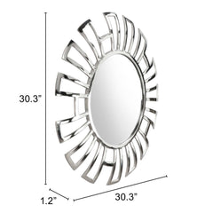 30" Silver Abstract Metal Framed Accent Mirror