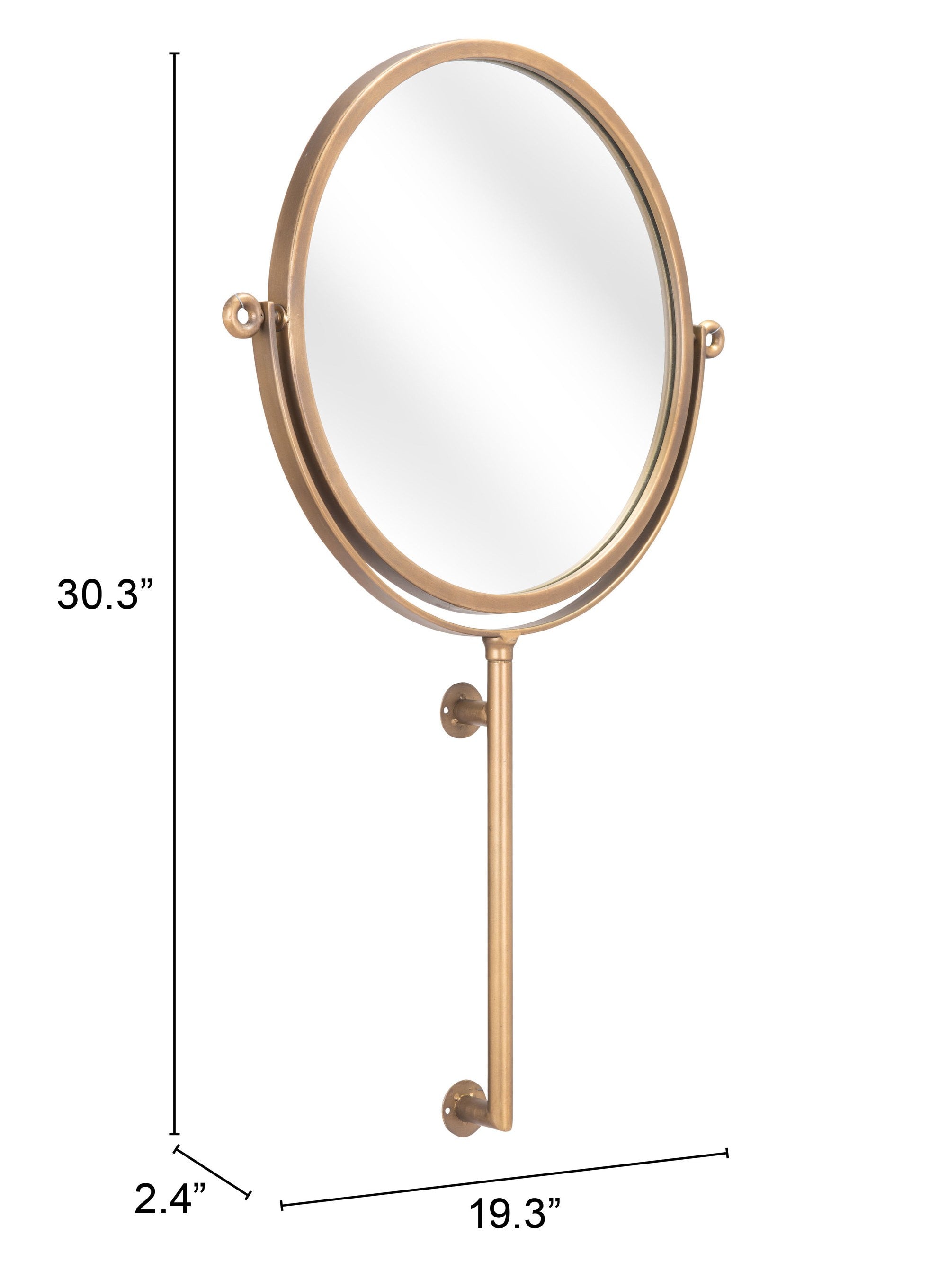 Gold Round Wall Mount Mirror