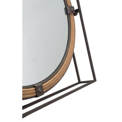 22" Gray Square Steel Framed Accent Mirror