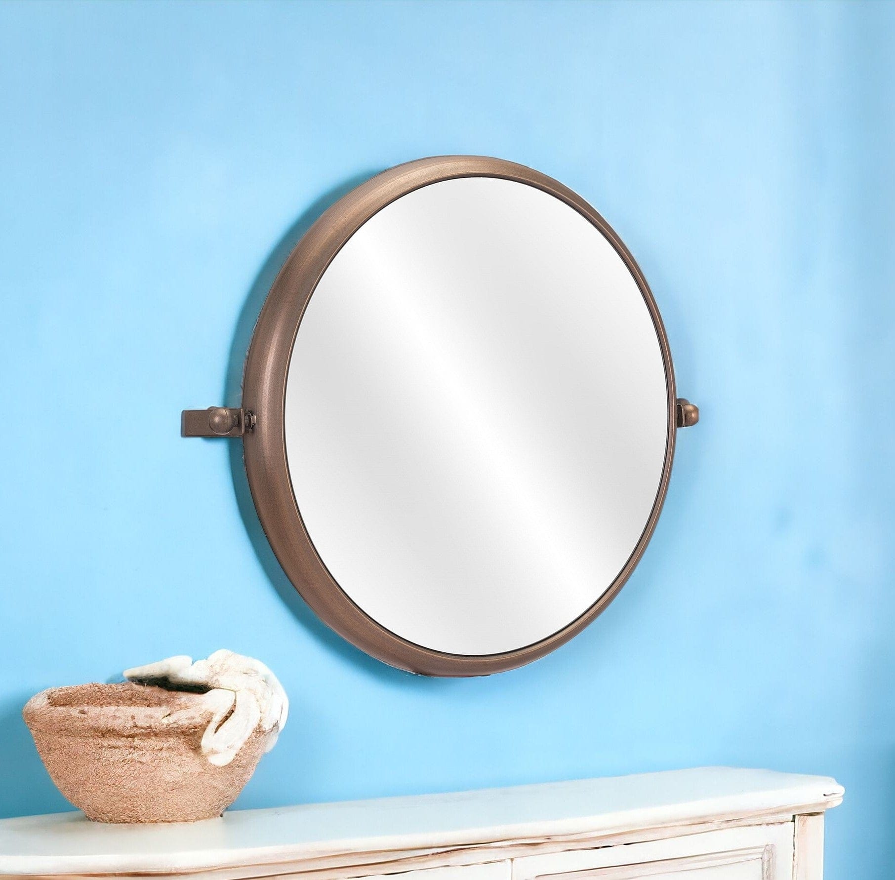 Industrial Gold Round Mirror - Homeroots