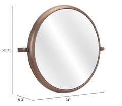 Industrial Gold Round Mirror