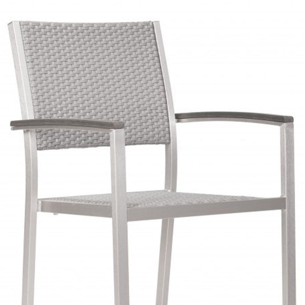 Set Of Two 21" White Aluminum Arm Chair - Homeroots