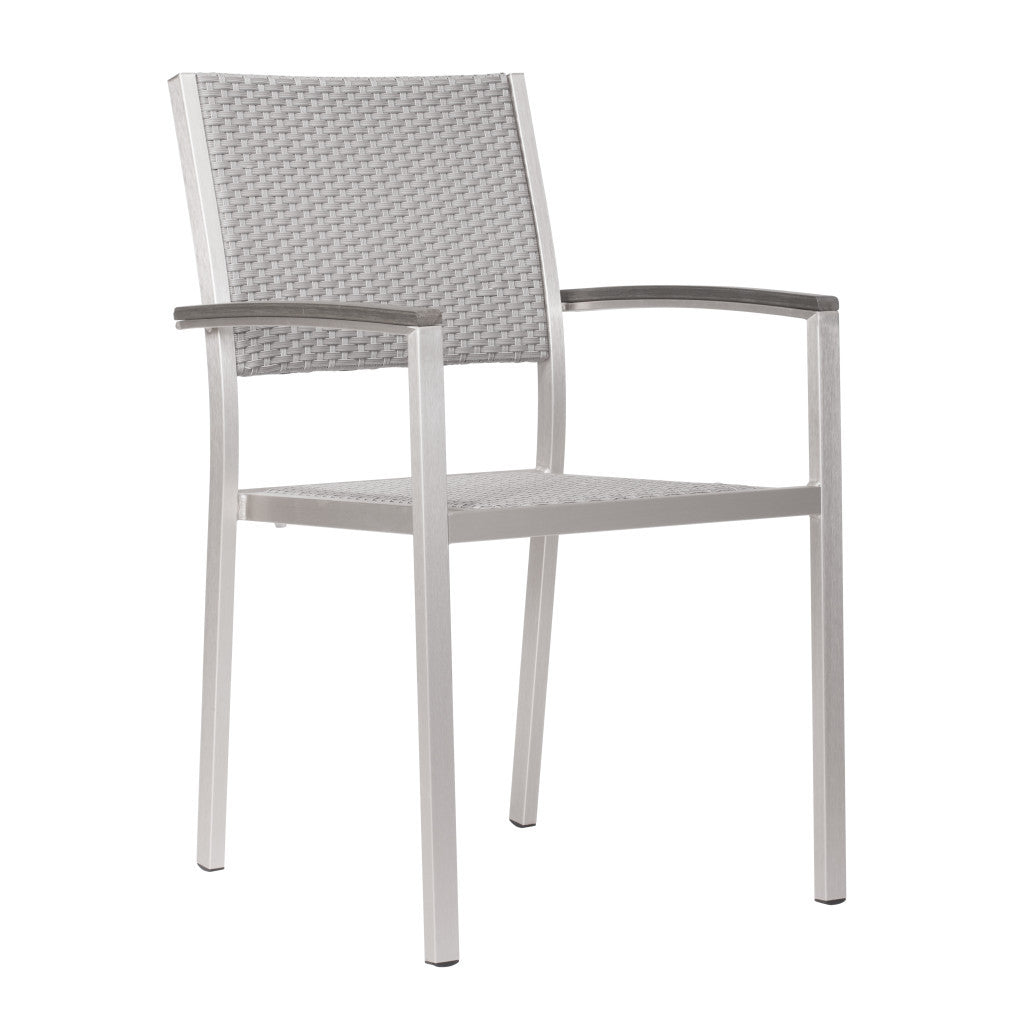 Set Of Two 21" White Aluminum Arm Chair - Homeroots