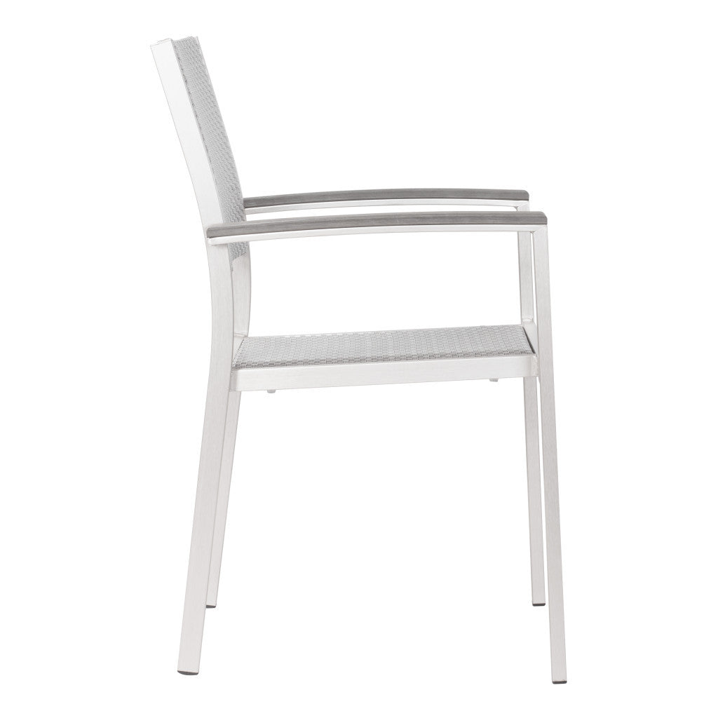 Set Of Two 21" White Aluminum Arm Chair