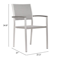 Set Of Two 21" White Aluminum Arm Chair - Homeroots