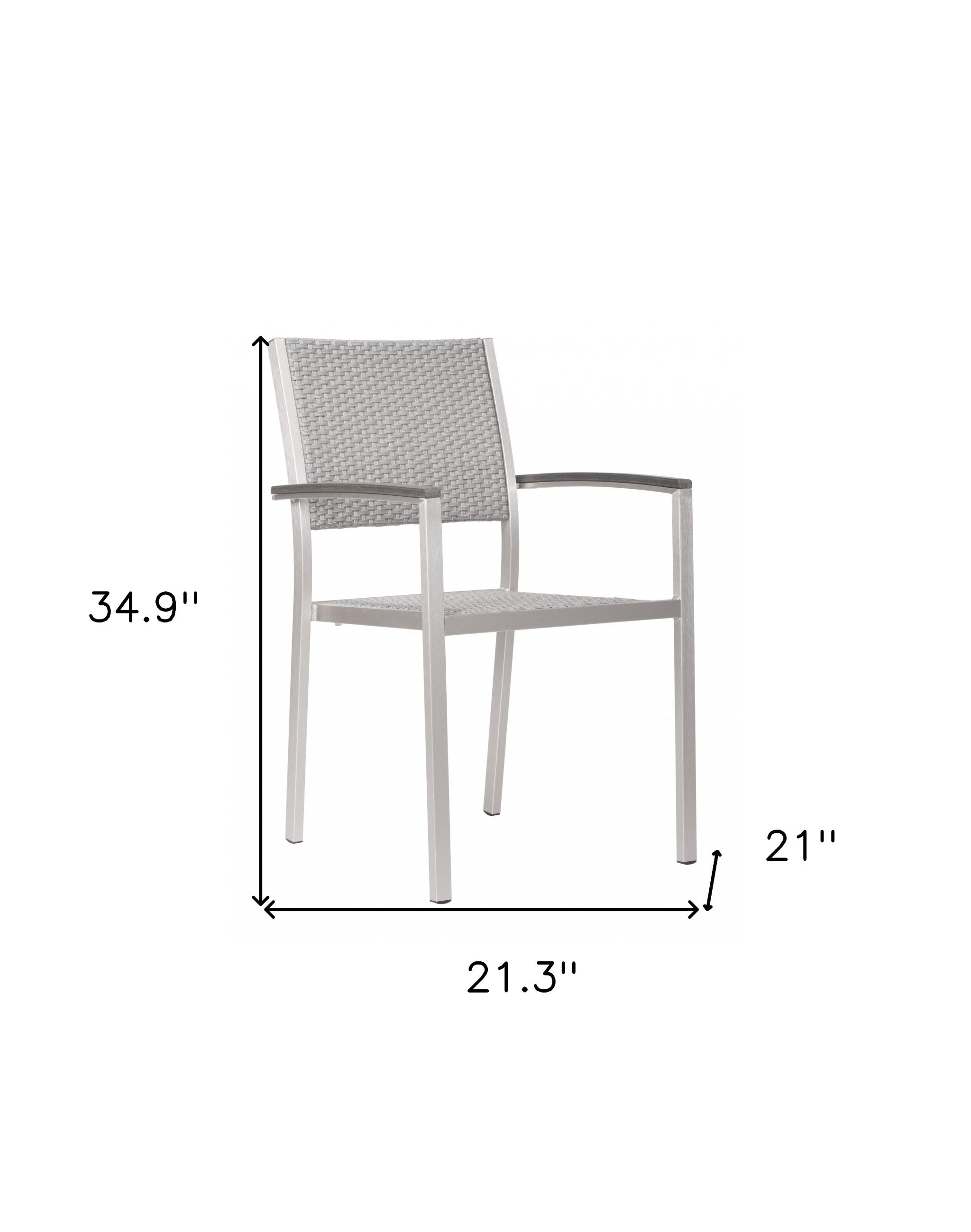 Set Of Two 21" White Aluminum Arm Chair - Homeroots