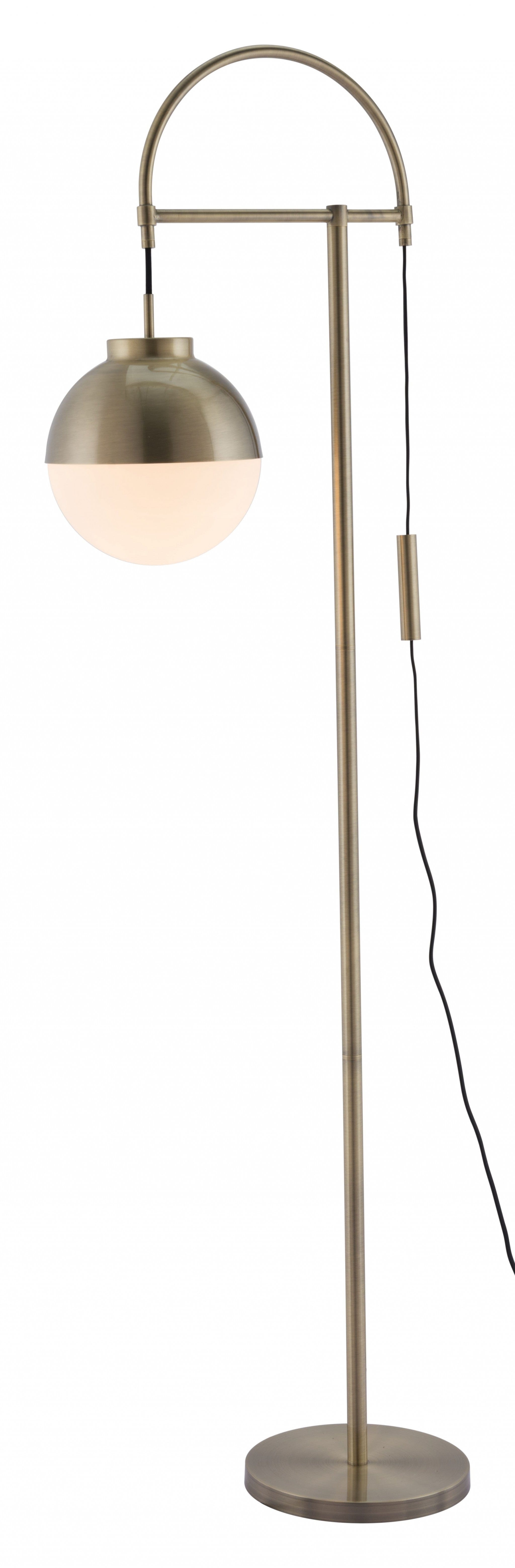 White and Brushed Bronze Crossed Floor Lamp