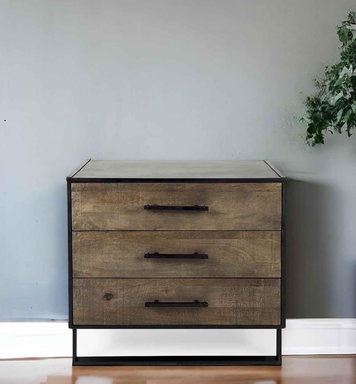 20" Black Accent Cabinet With Three Drawers