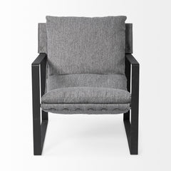 Stone Gray And Black Metal Sling Chair