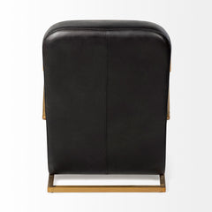 36" Black And Gold Leather Lounge Chair - Homeroots