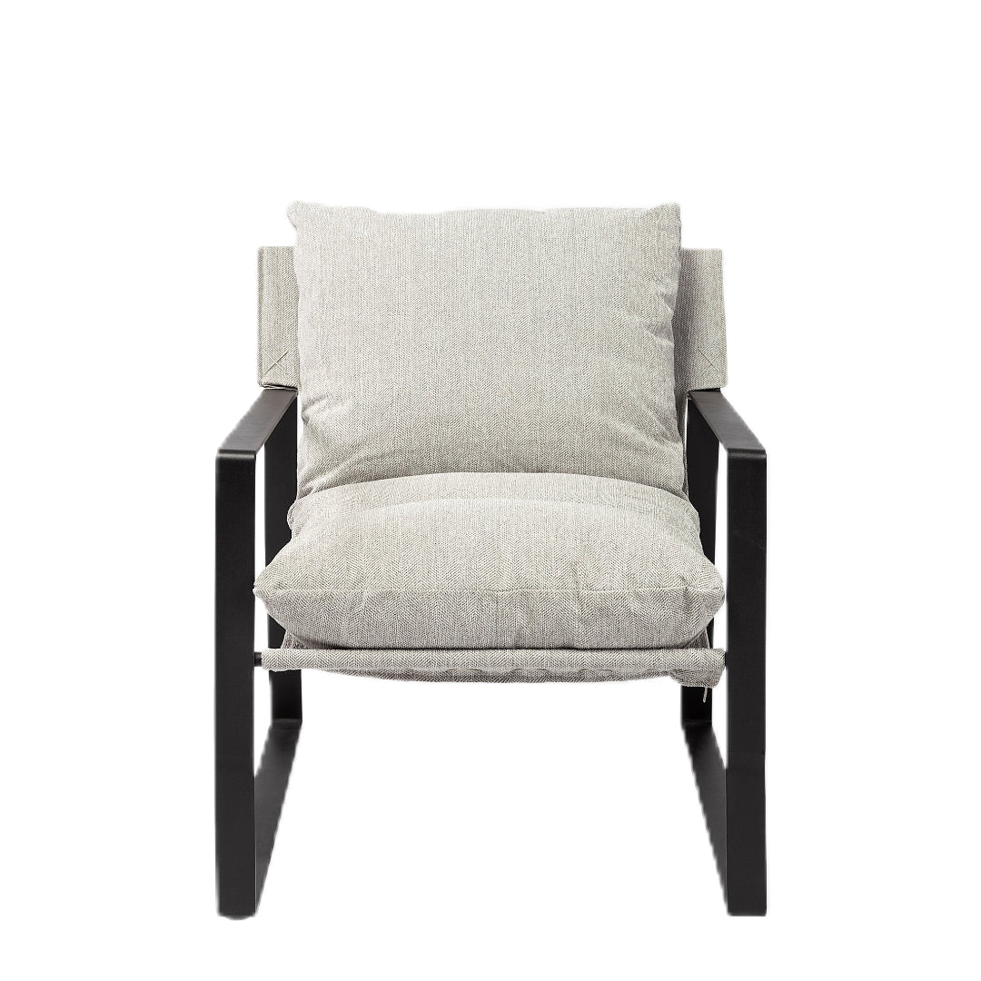 35" Gray And Black Fabric Lounge Chair