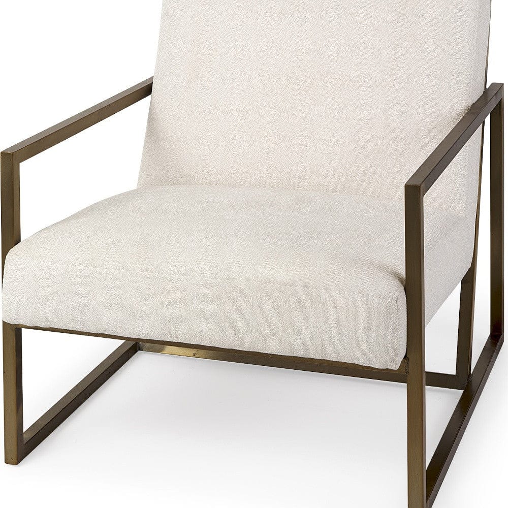 Geo Modern Cream And Gold Accent Or Side Chair - Homeroots